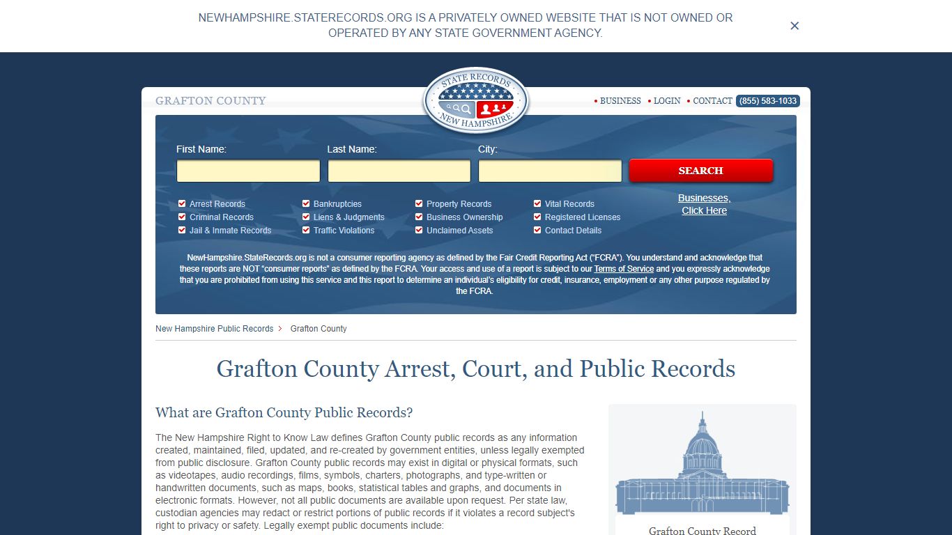 Grafton County Arrest, Court, and Public Records