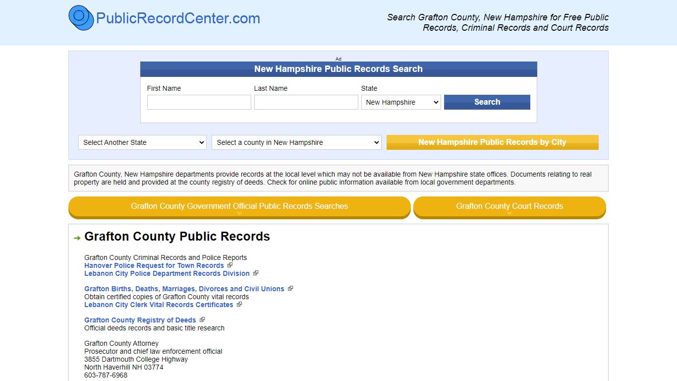 Grafton County New Hampshire Free Public Records - Court Records ...